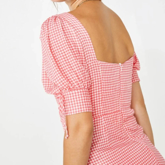 Dress Forum Puff Sleeve Gingham  Mini Dress Size Medium - Picture 3 of 9